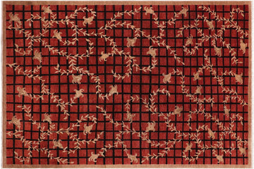 handmade Transitional Kafkaz Chobi Ziegler Red Tan Hand Knotted RECTANGLE 100% WOOL area rug 9 x 12